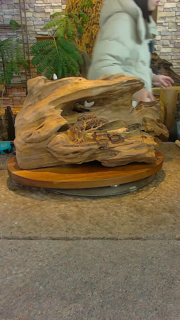 木香樟木山水摆件