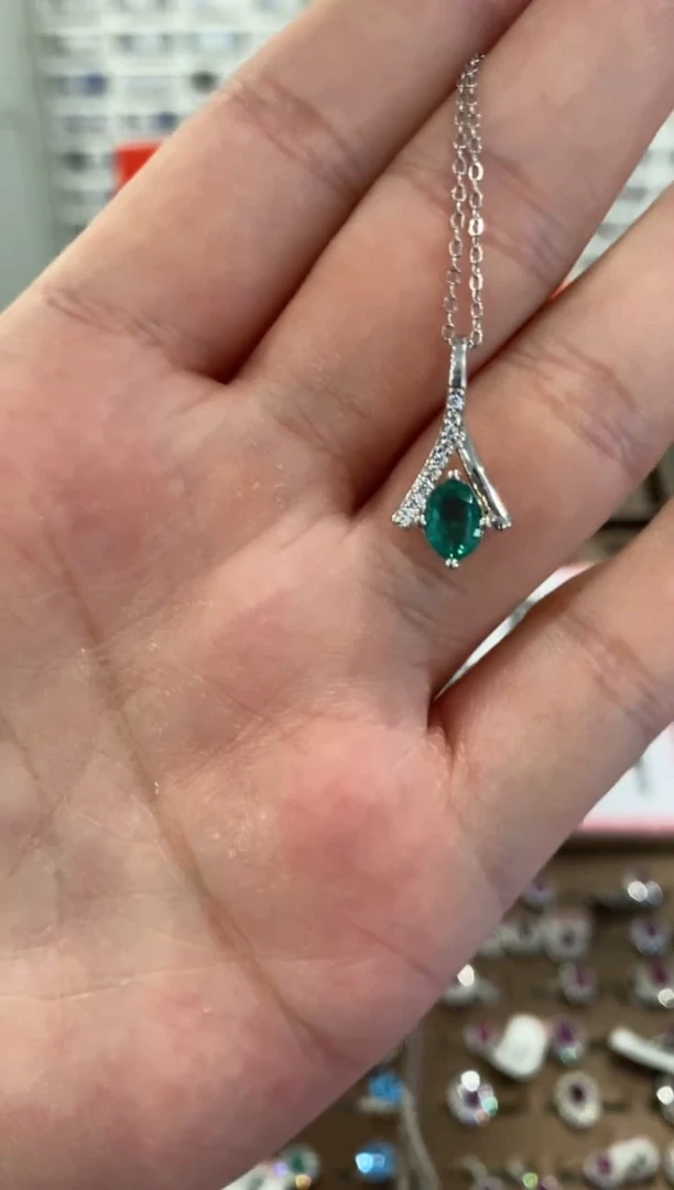 颈饰银S925镶嵌祖母绿1