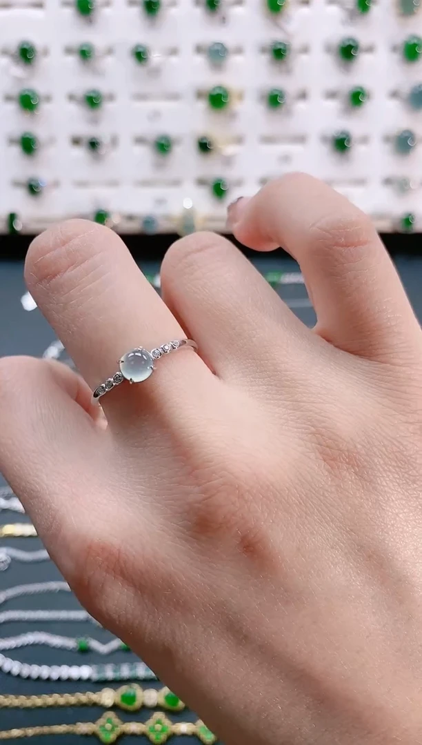 【闪购商品】翡翠戒指银S925镶嵌天然翡翠