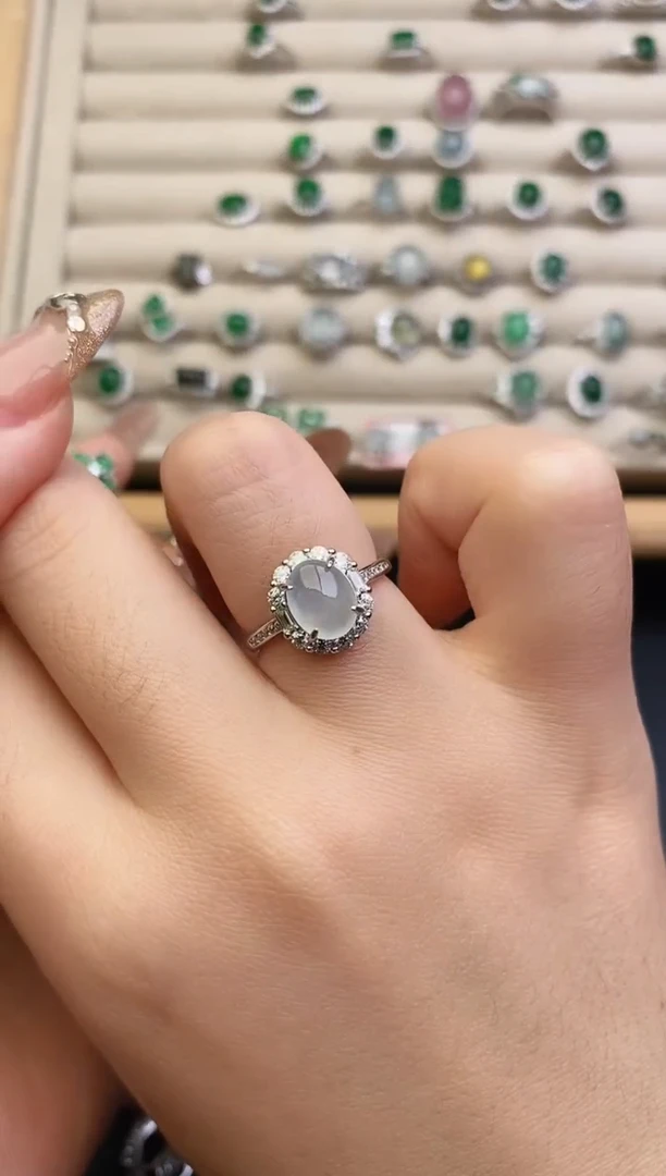 银S925镶嵌戒指翡翠0