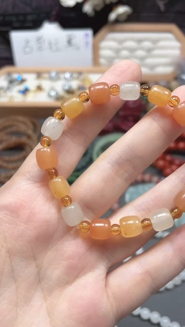 未镶嵌手串石英质玉（金丝玉）多样性发货拍一发一