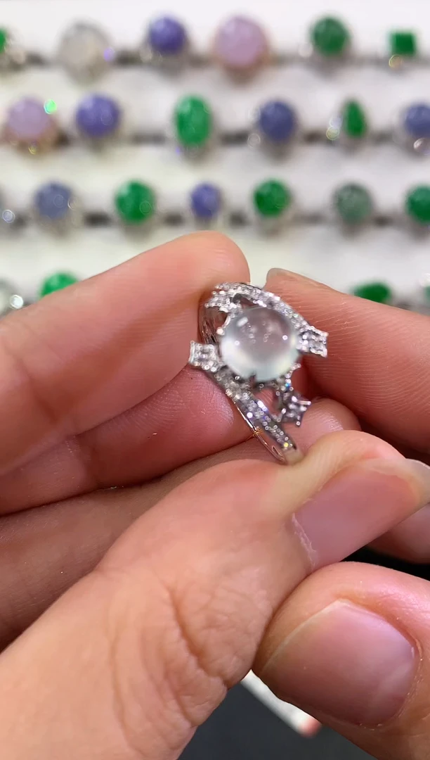 翡翠戒指18K金镶嵌B76