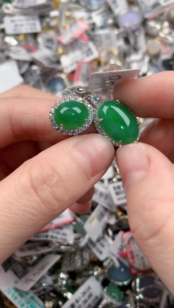 银S925镶嵌戒指翡翠666----1