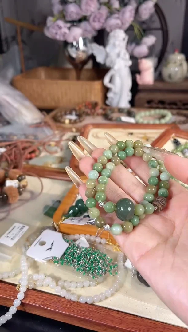 银S925镶嵌手链和田玉多样性发其一孤品默认微瑕