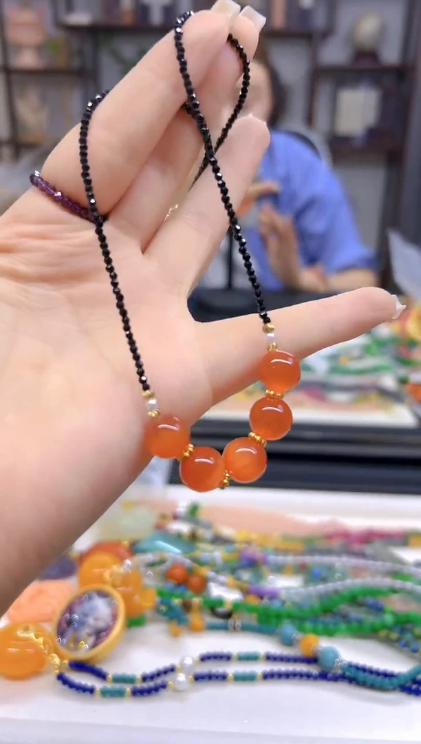 未镶嵌颈饰碧玺猫眼DIY款X548