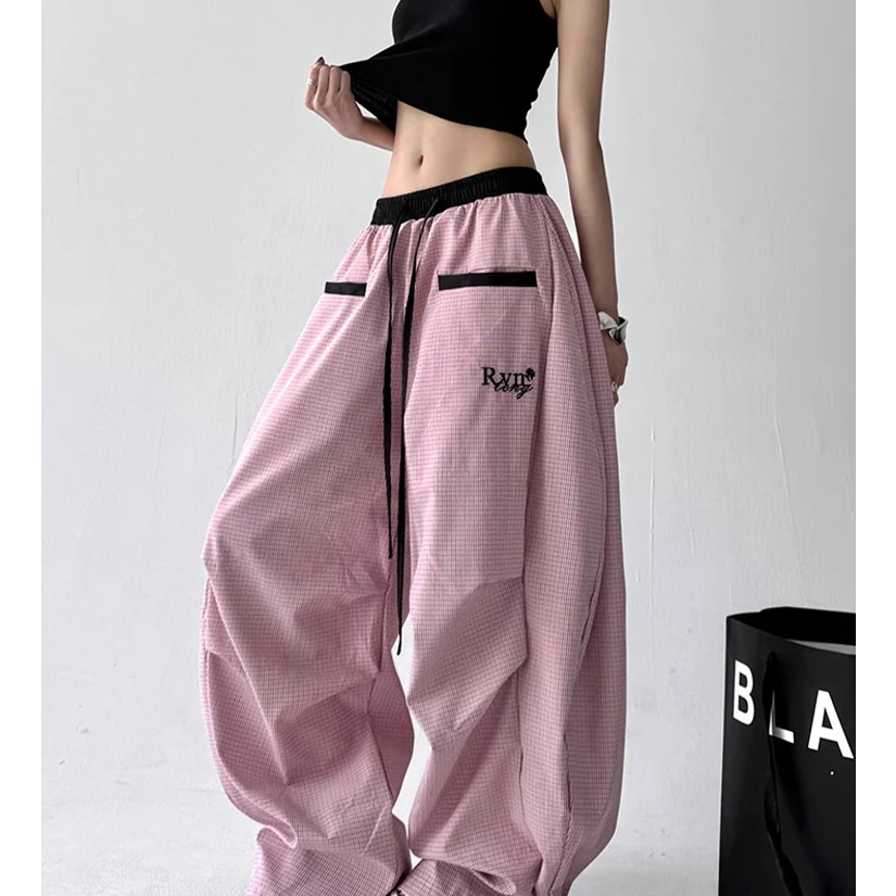 美式街头条纹弯刀裤女2025超火夏装新款垂感宽松百弯刀垂感阔腿裤