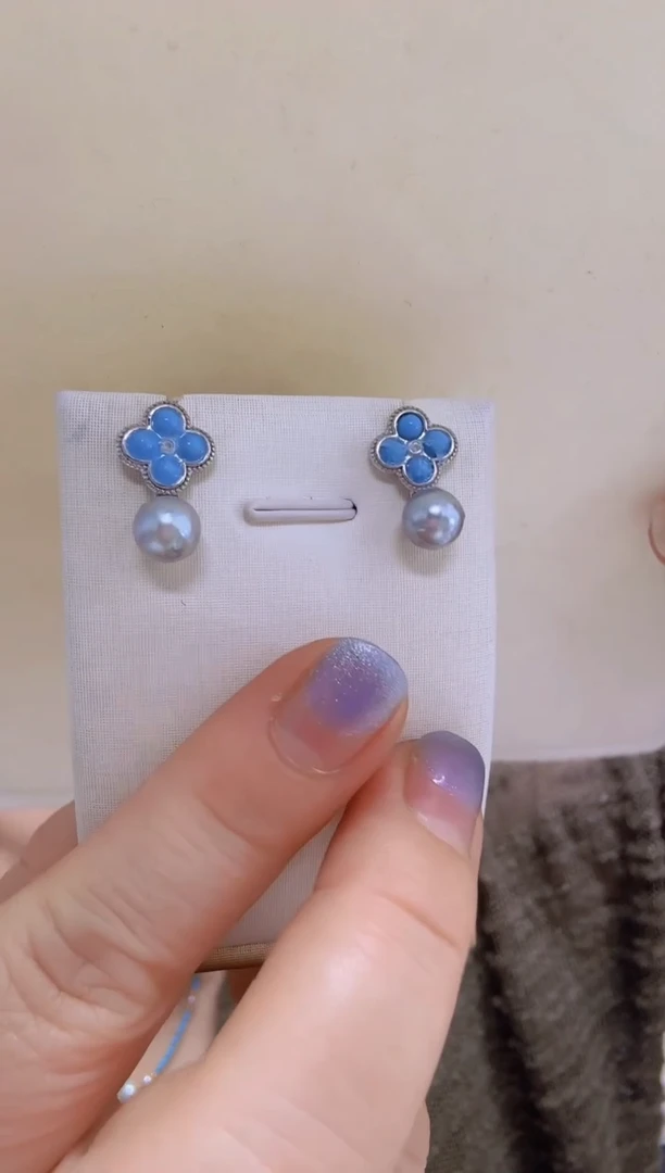 未镶嵌耳饰海水珍珠真多麻7mm+S925银耳钉