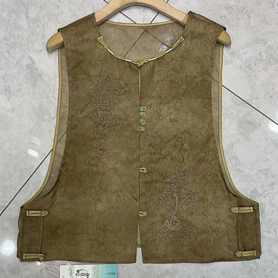 陈  新中式 非遗缂丝 刺绣 扎染 桑蚕丝马甲  661360