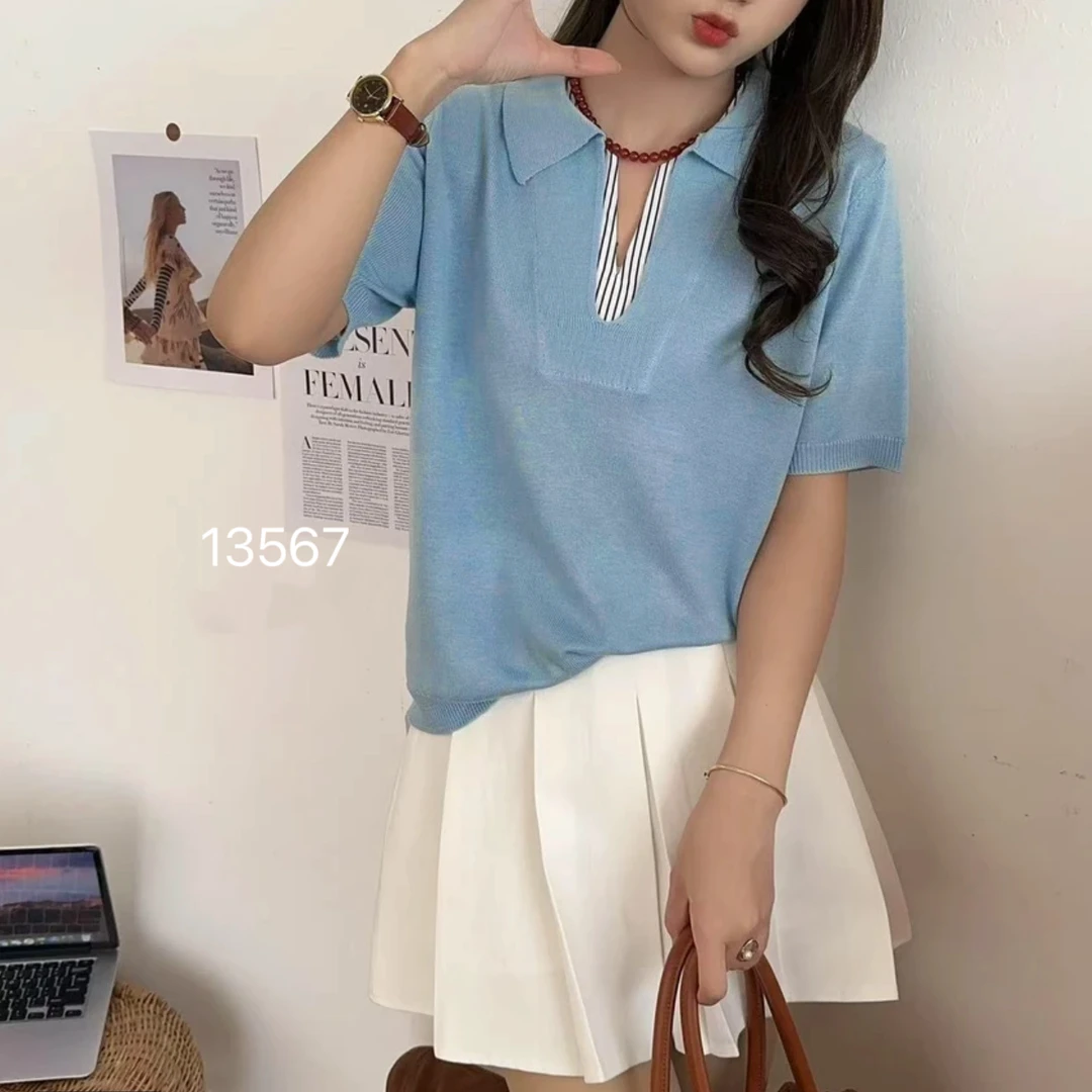 13567（部分无水洗唛，介意慎拍）WANGDAN新款翻领拼接衬衣短袖