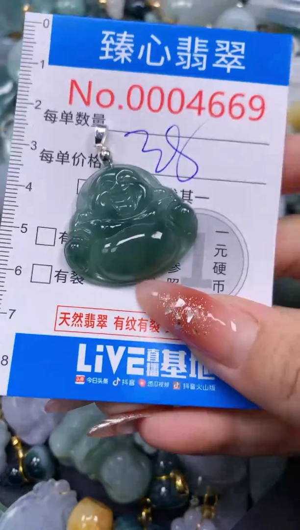 翡翠未镶嵌颈饰含绳0004669