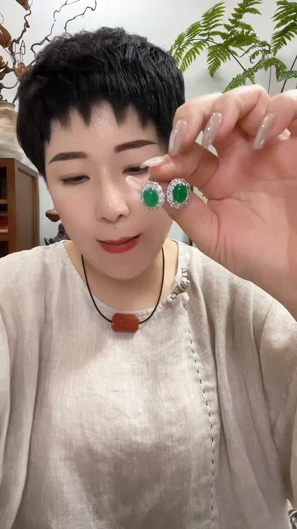 翡翠合金耳饰872