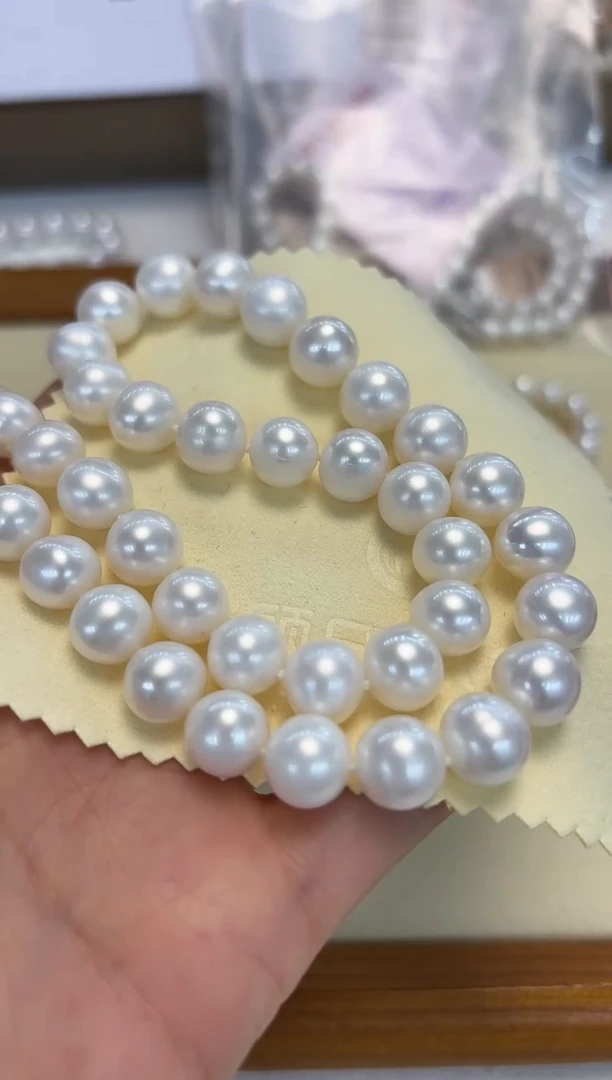 颈饰银S925镶嵌淡水珍珠9.5-10.5无核白珠项链