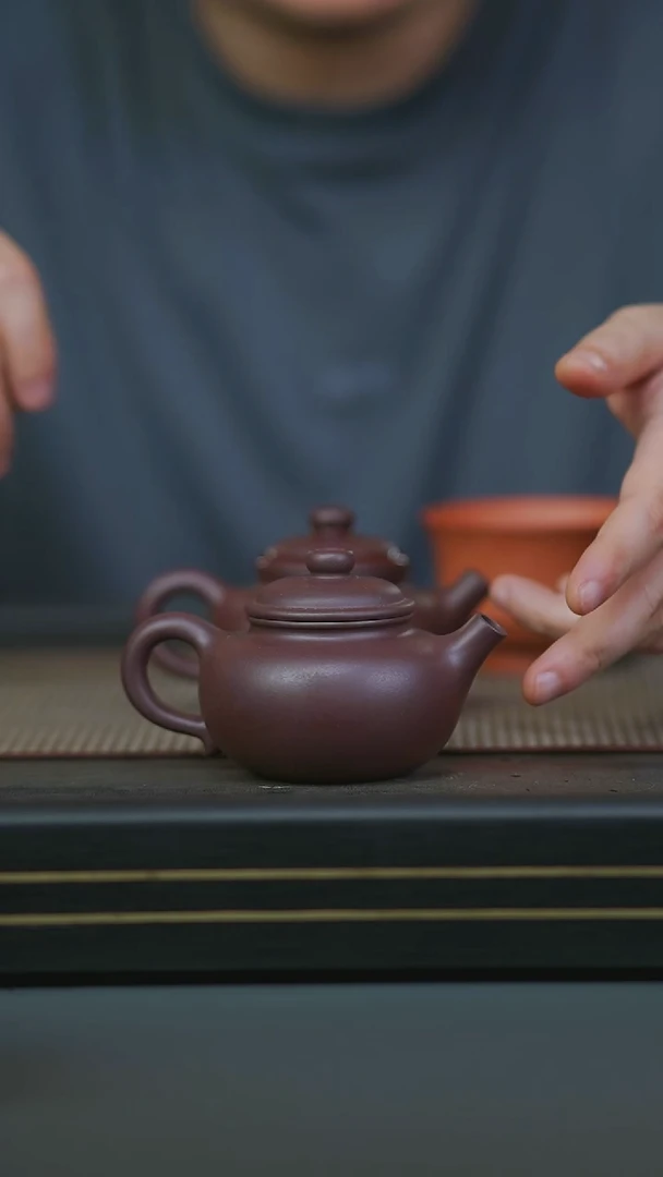 茶壶紫砂10-半手茄皮紫泥容天160cc