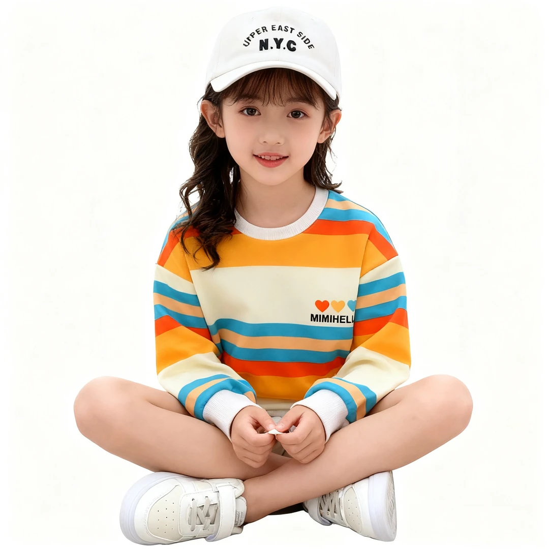 亲棉初品女大童卫衣新款洋气秋季儿童长袖衣服秋装圆领童装上衣