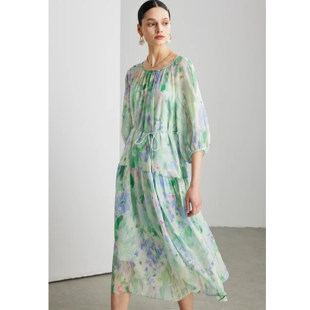 真丝印花连衣裙ML-496X