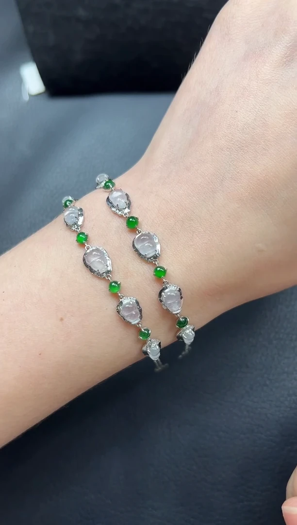 18K金镶嵌手链翡翠葫芦手链多样性发1件