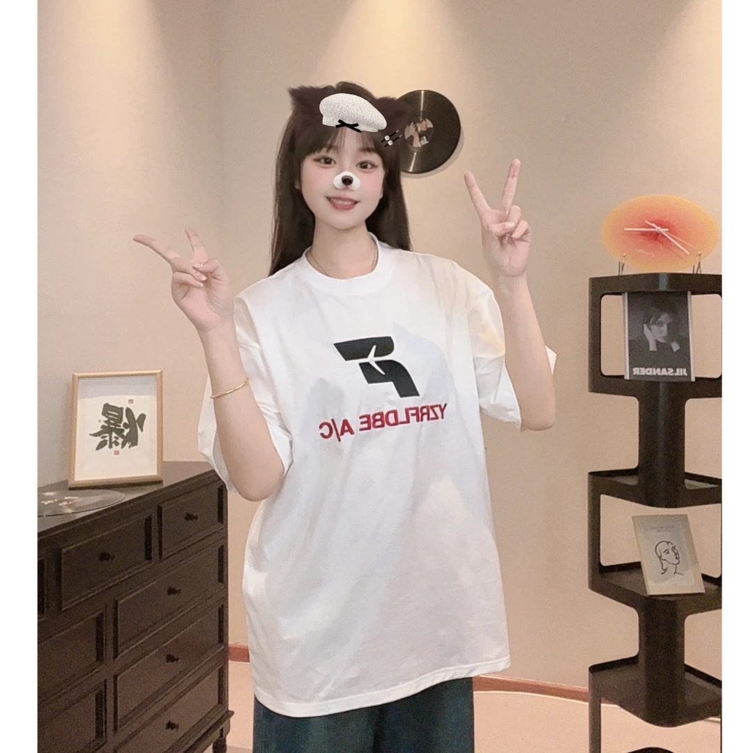 2025新款百搭刺绣字母纯棉短袖T恤女夏季宽松半袖韩版上衣学生ins