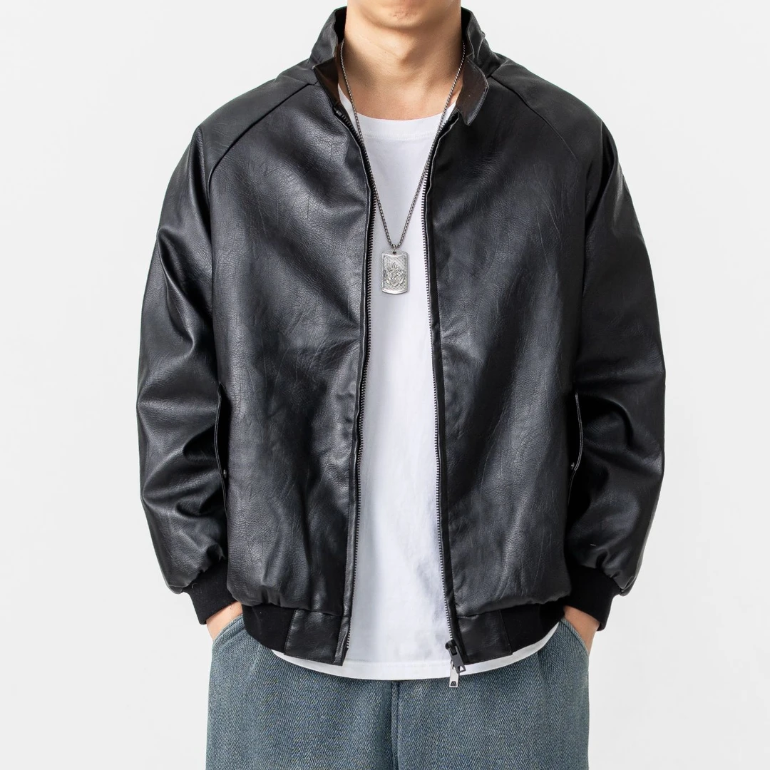 BOGEDIT冬季美式机车复古羽绒皮衣宽松百搭休闲男士轻奢夹克外套