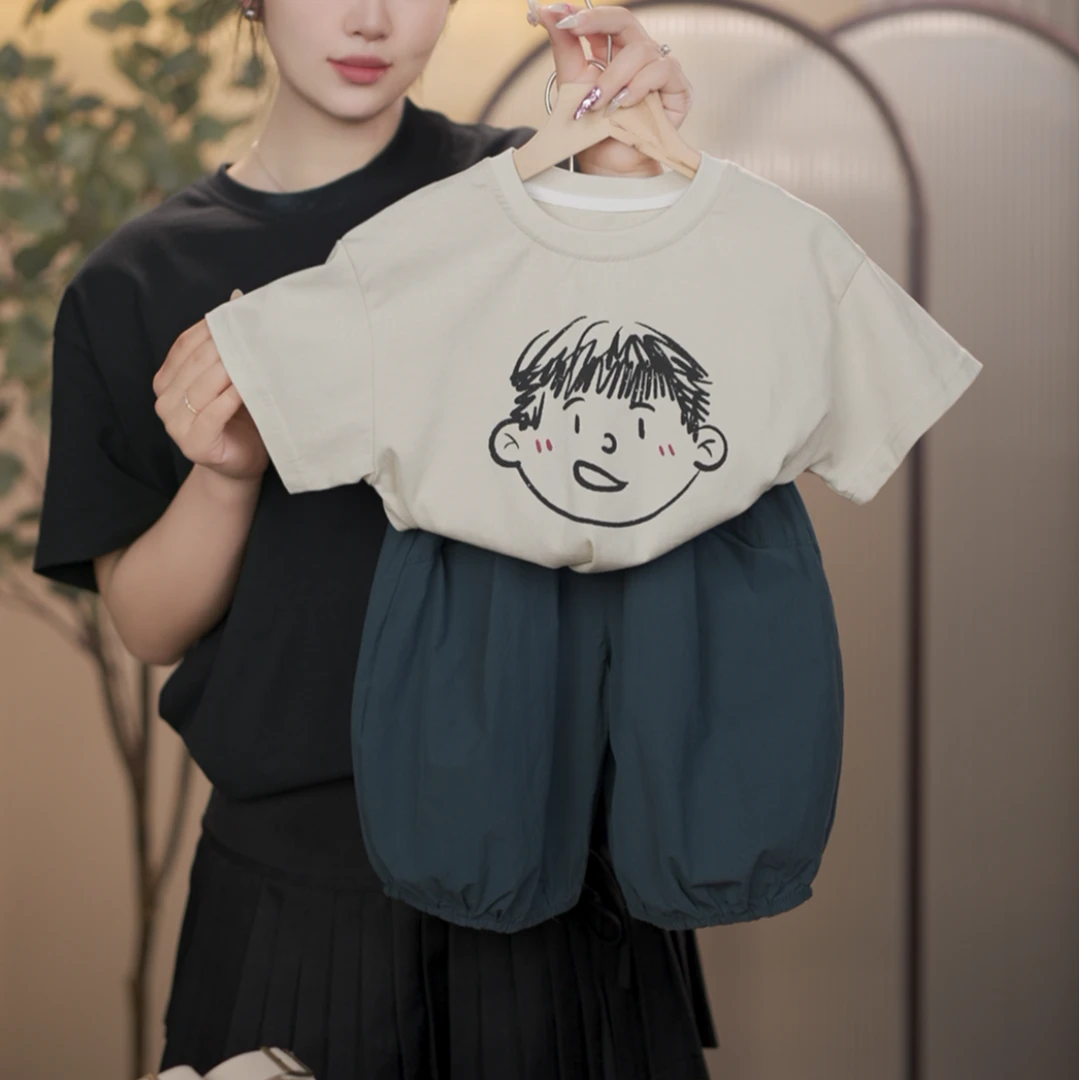 【现货断码不加】夏季儿童【baby男孩】时尚百搭洋气休闲复古短裤套装