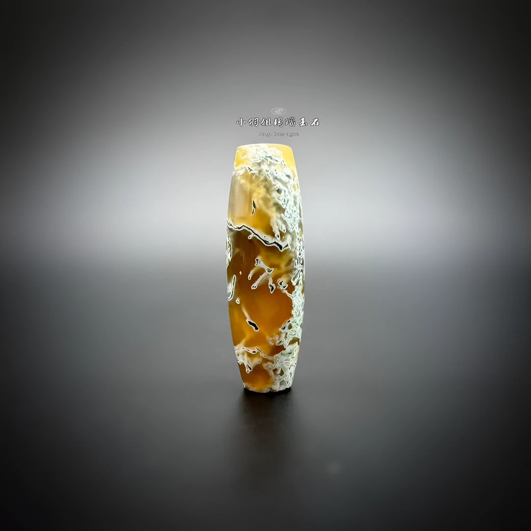 天然玛瑙草花玛瑙勒子 尺寸44.2*14.5