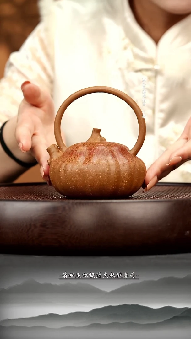 茶壶紫砂34 南瓜提梁