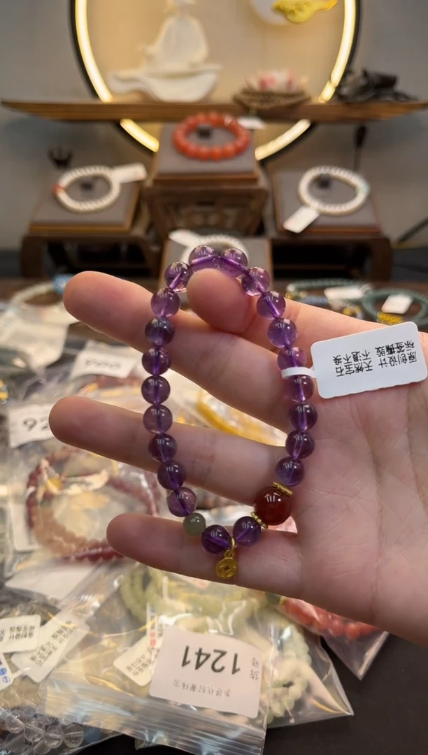 未镶嵌手链水晶（紫兔毛）货号 971