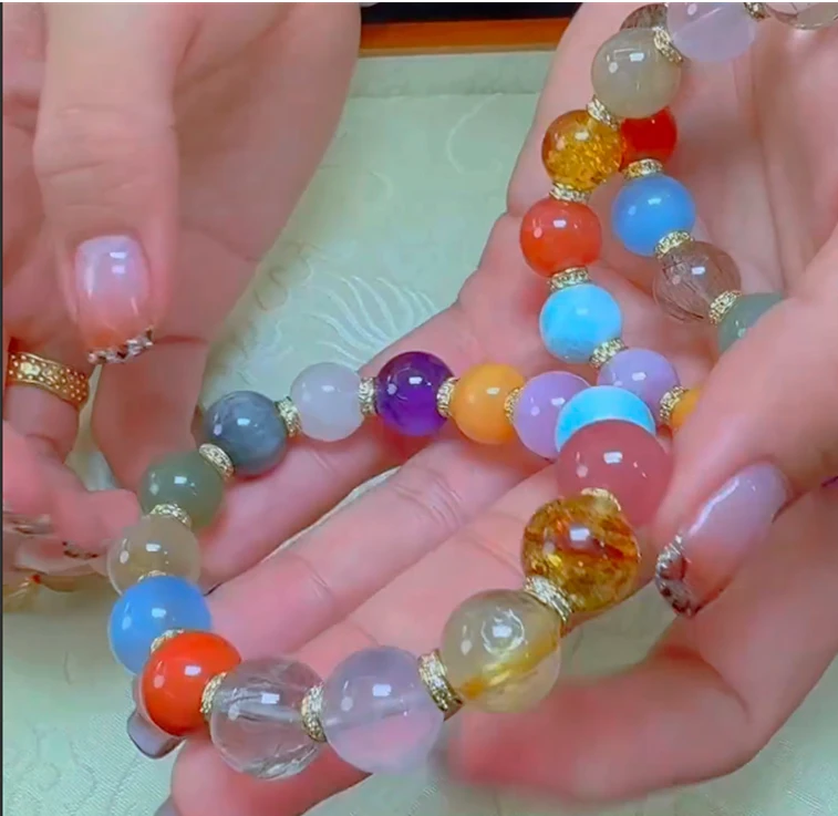 【春日珠宝】菲菲珠宝好*水晶多宝单圈圆珠手串约12mm