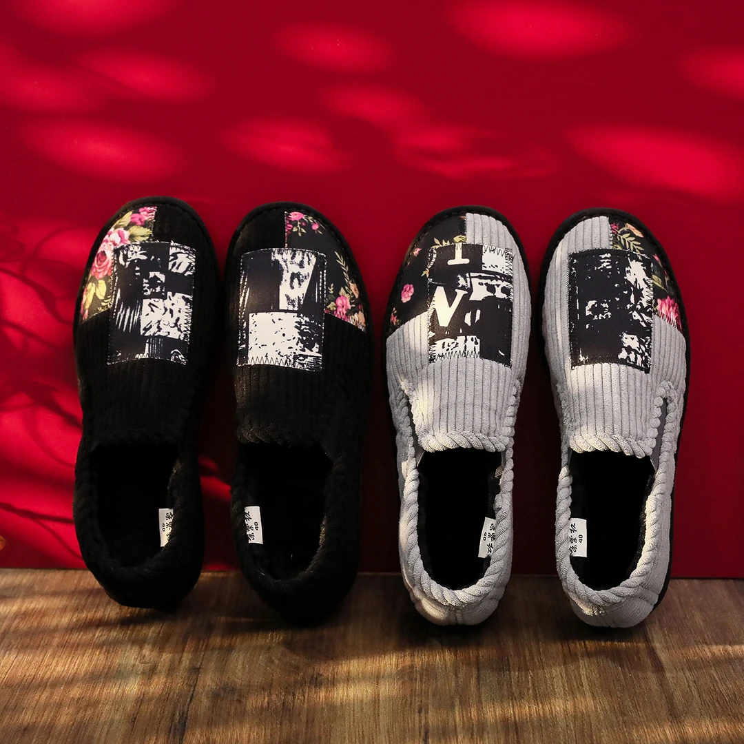 京紫红中高帮上拼加绒加厚加绒保暖千层底布鞋一脚蹬男女耐磨软底