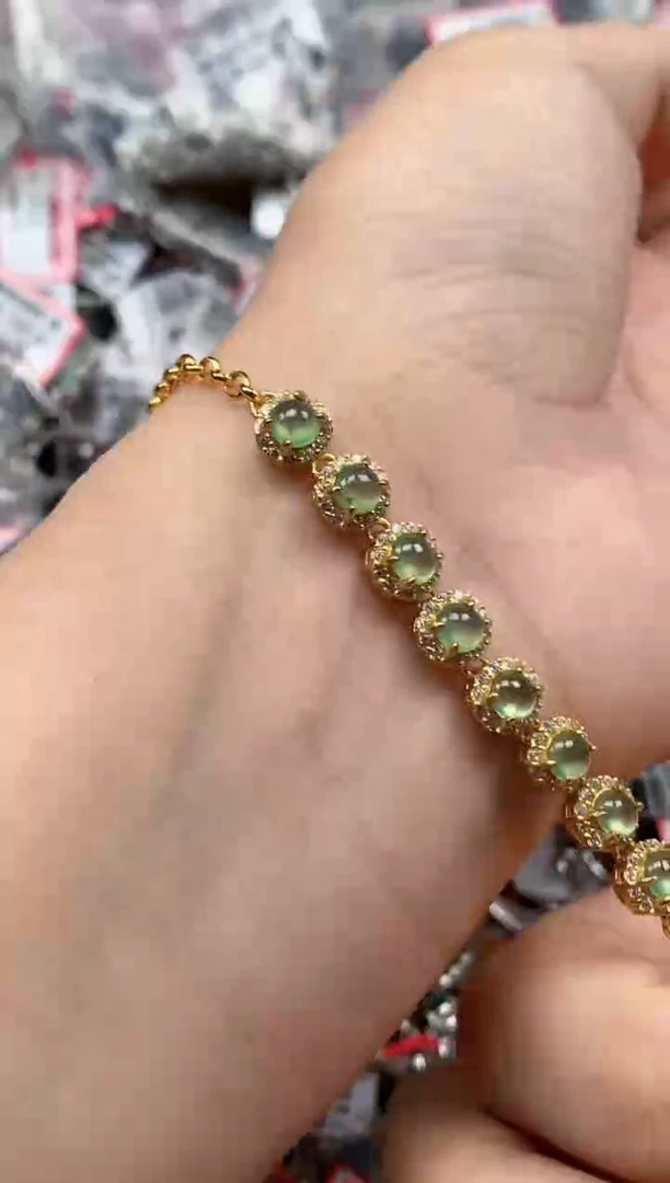 银S925镶嵌戒指翡翠天然A货缅甸翡翠