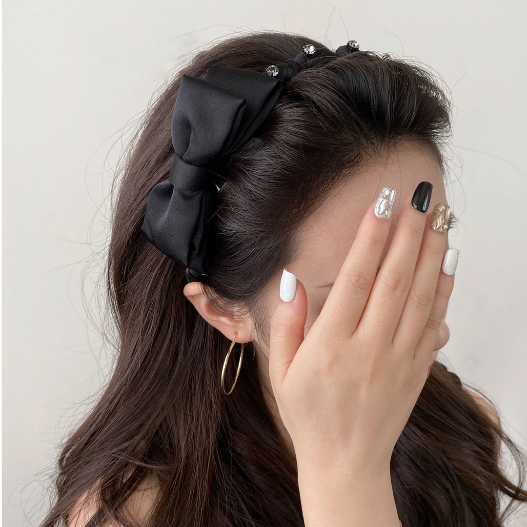 波浪带齿蝴蝶结发箍高颅顶碎发发卡缎面头箍2025新款高端发饰头饰