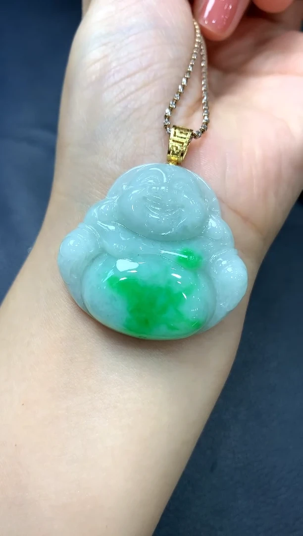 吊坠(不含链)18K金镶嵌翡翠佛