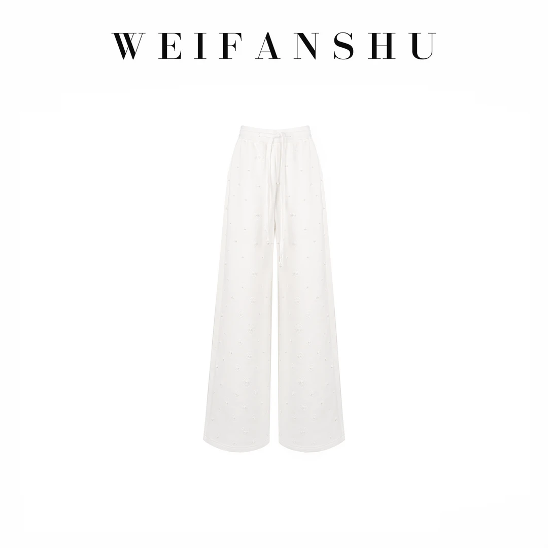 WEIFANSHU/魏凡舒【奶油山茶】早春新款宽松显瘦直筒时尚百搭休闲裤