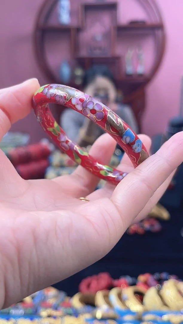 非遗 景泰蓝 公主镯 细 红色 60