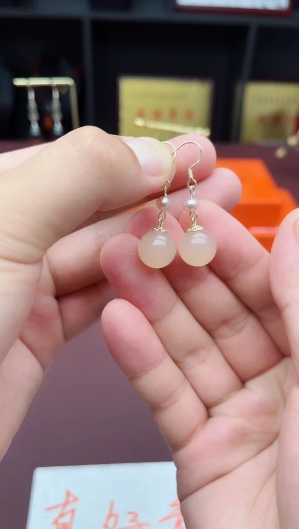 玛瑙/玉髓耳饰银S925镶嵌218000