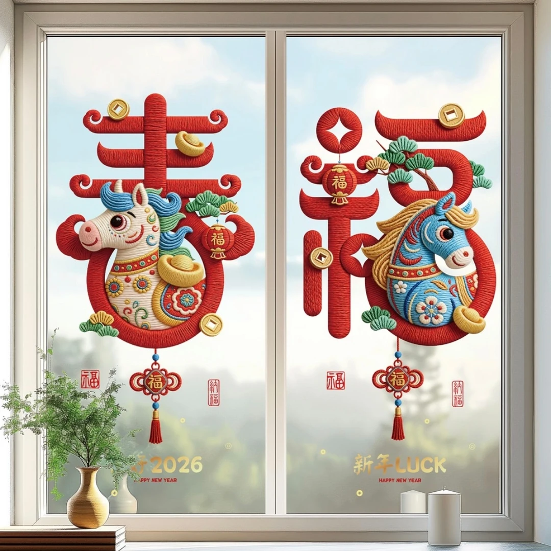 新年5D立体静电贴装饰春节福字门贴厨房玻璃贴福字贴纸