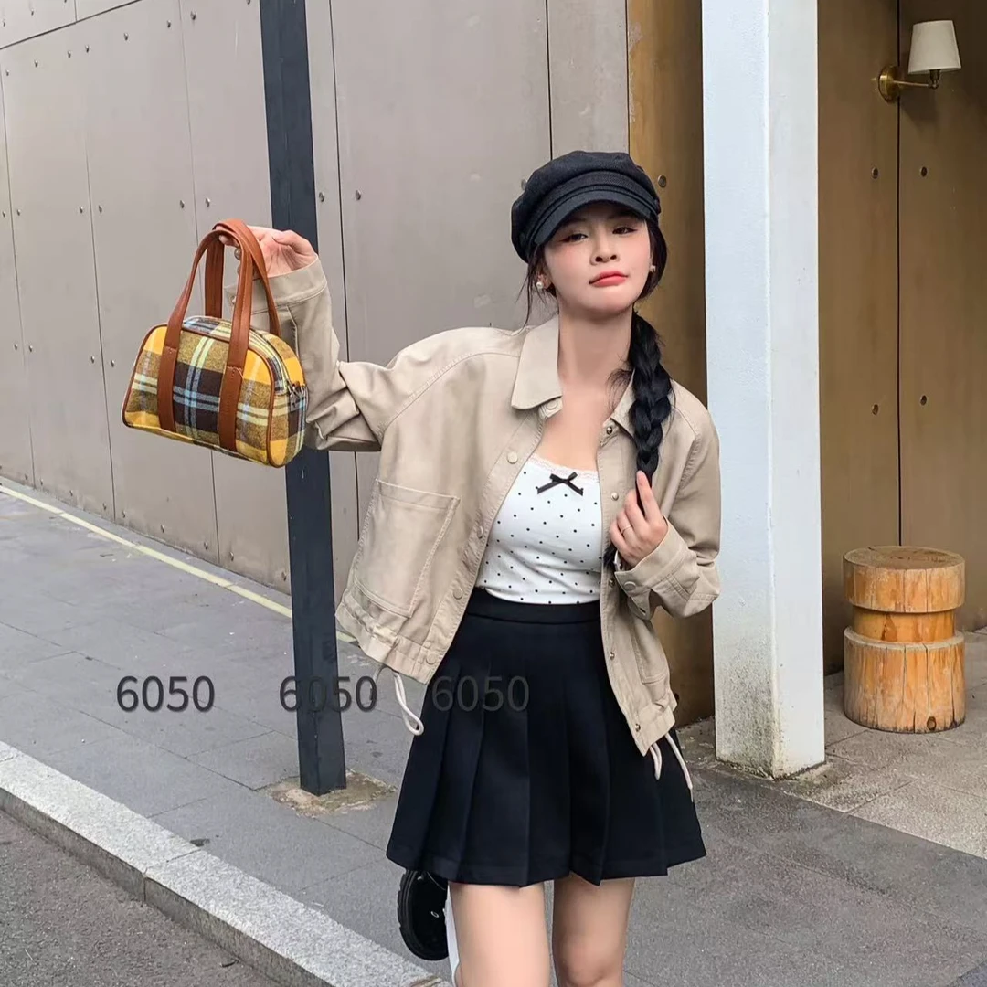 无印心匠纯色+短款 时尚&百搭 洋气皮衣 P60502-1