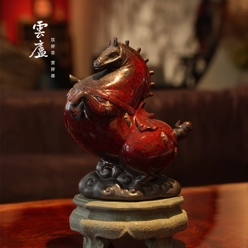 雲廬甄选 生肖陶瓷站马摆件小号唐马客厅玄关酒柜桌面装饰品