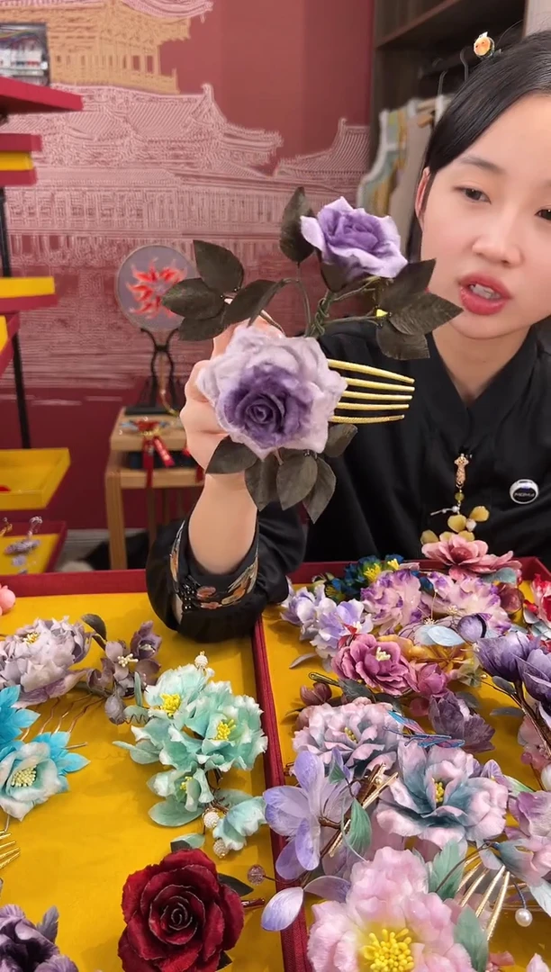 【闪购商品】刺绣非遗绒花（发饰）