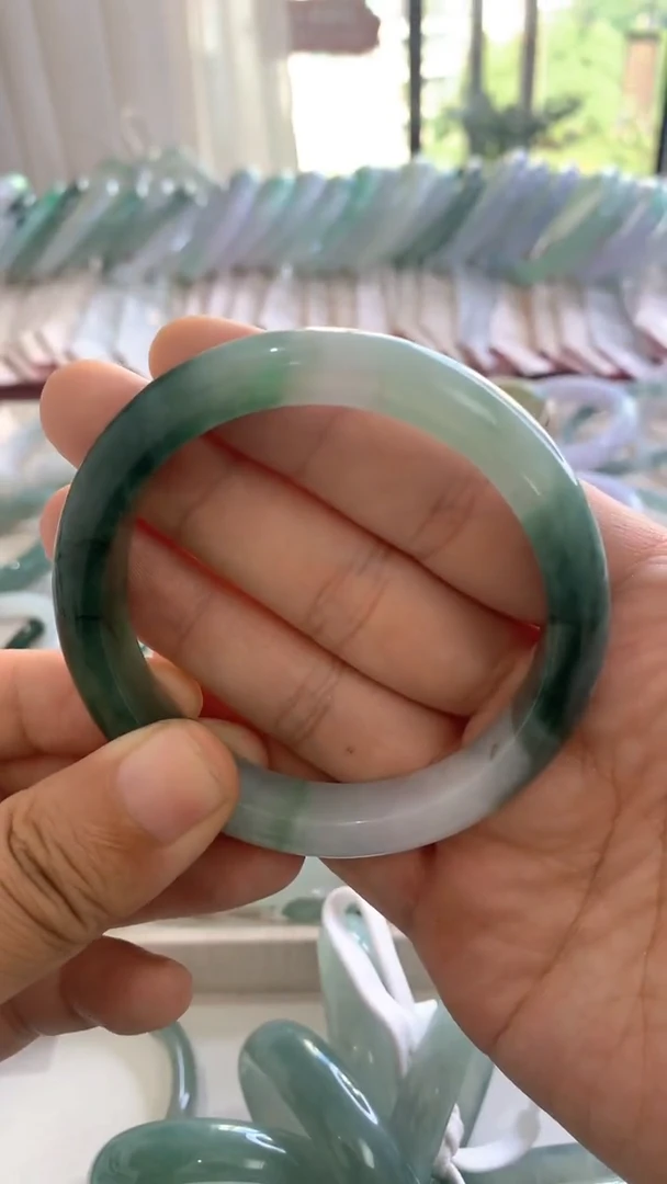 未镶嵌手镯翡翠冰胶绿57