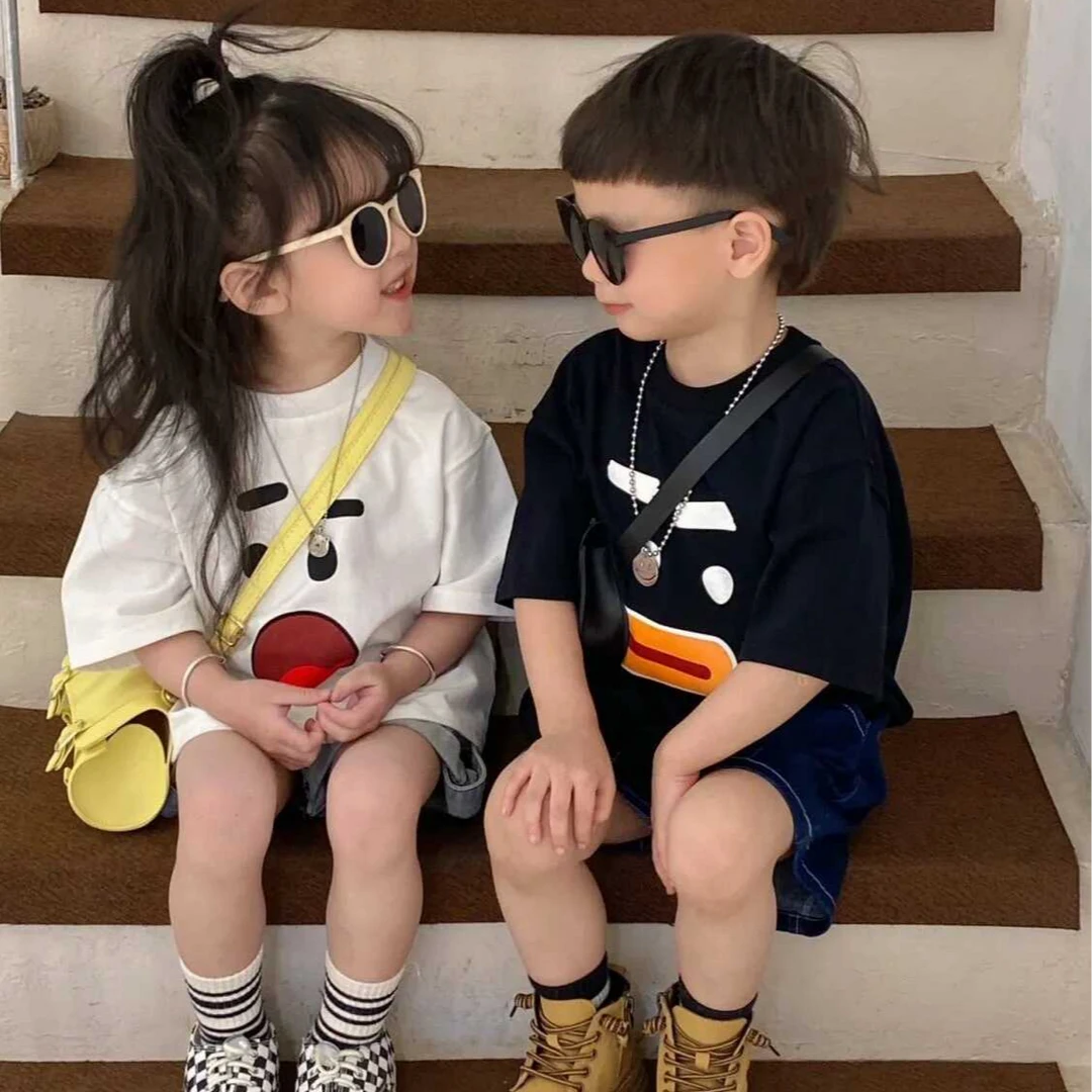 【100%纯棉】童装儿童港风短袖T恤夏季韩系潮流宽松童装半袖上衣潮