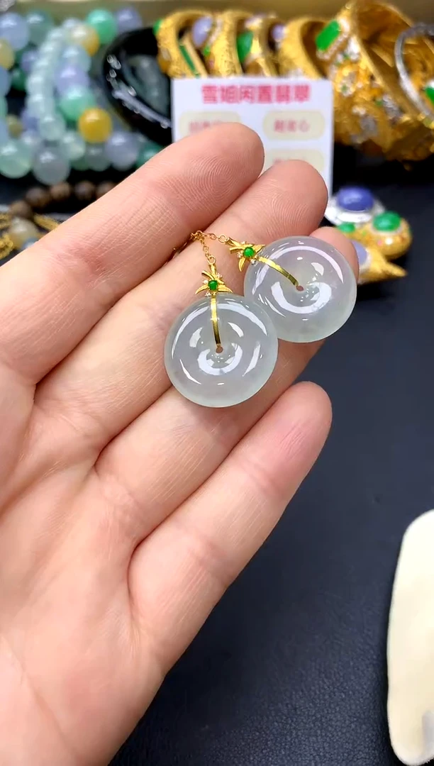 18K金镶嵌翡翠耳饰108-中国好珍宝