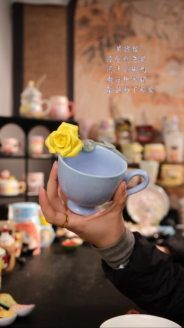 摆件陶银**奏旺的可以陶瓷手工手绘设计师款