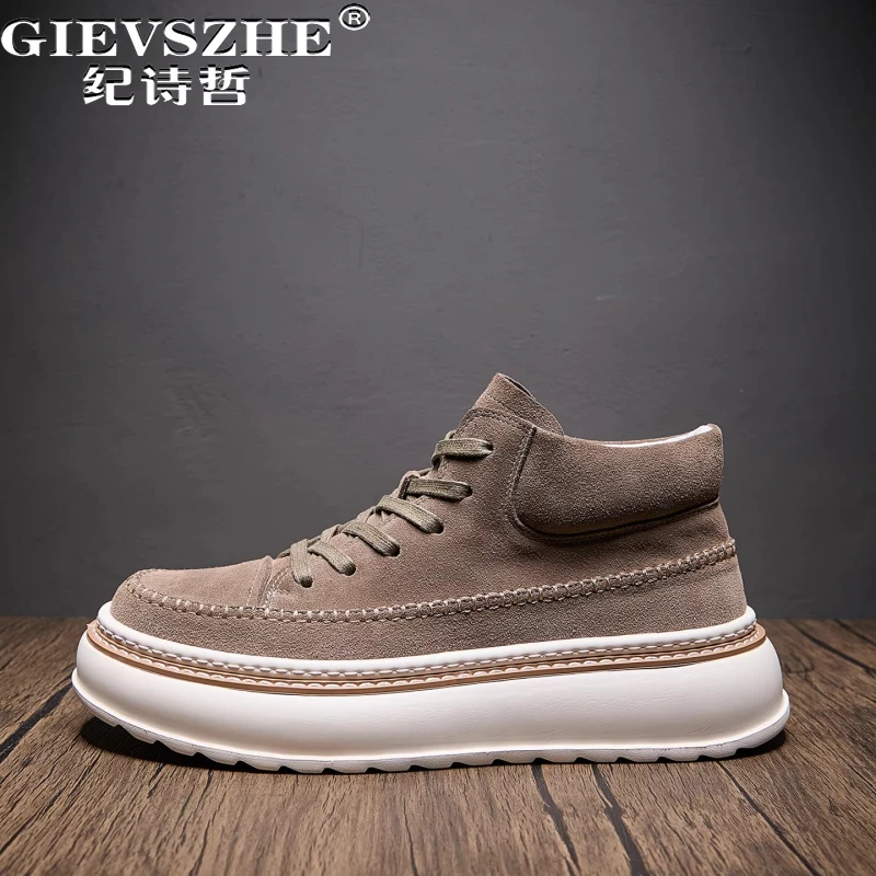 纪诗哲男鞋百搭透气厚底短靴男款潮流复古休闲鞋子时尚轻奢马丁靴