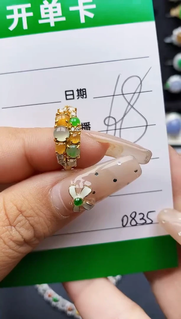 翡翠戒指银S925镶嵌0835