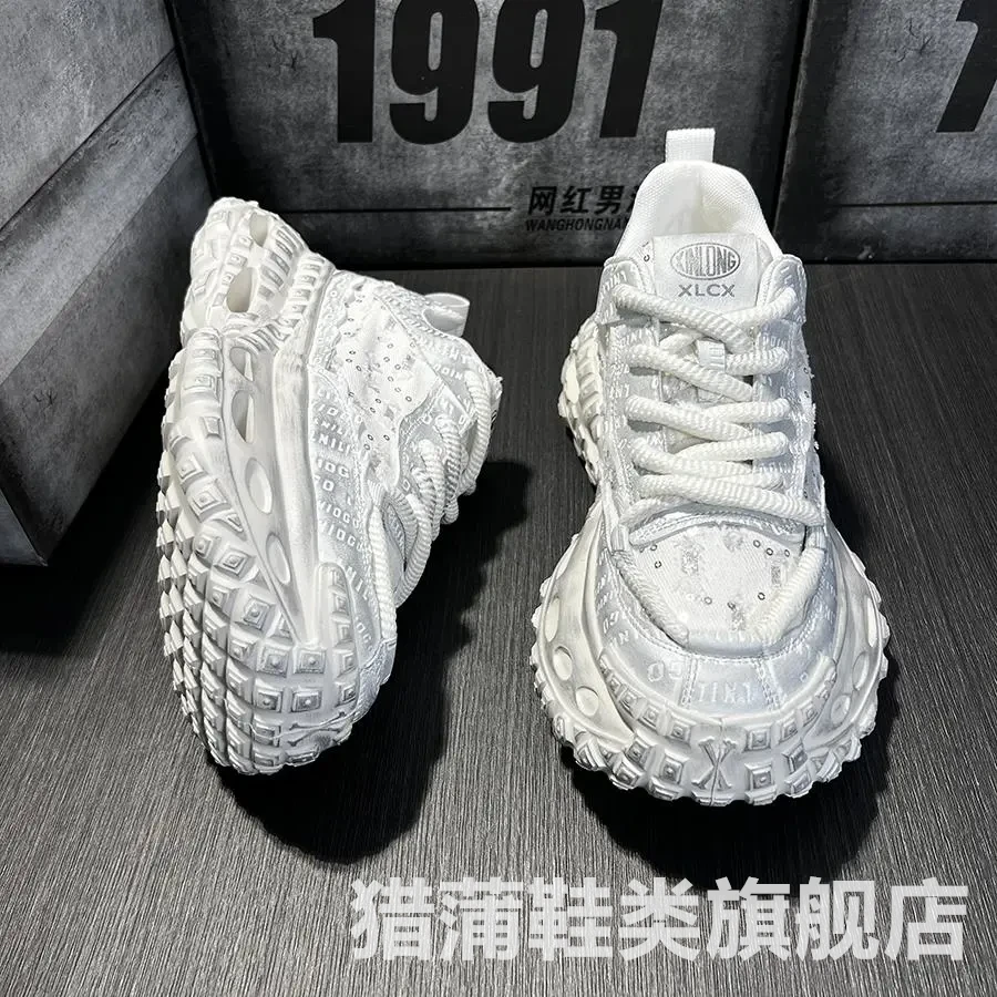 潮牌男鞋夏季小众透气百搭轮胎底老爹鞋男士时尚百搭运动休闲潮鞋
