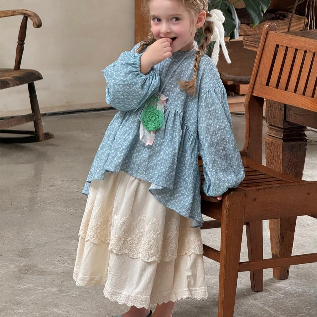 【ab.baby】春装新~韩国设计师款女童提花娃娃衫纯棉洋气衬衣韩系