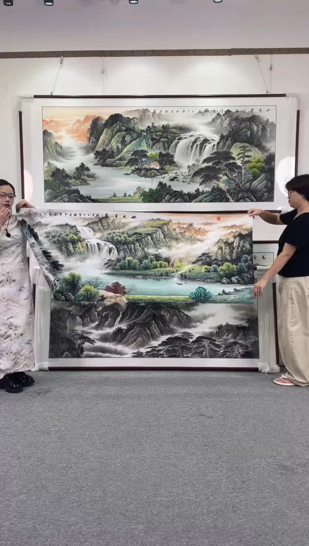 国画旭日东升208*86手绘国画