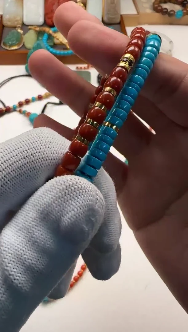 18K金镶嵌手串手串南红玛瑙落***～手串手串