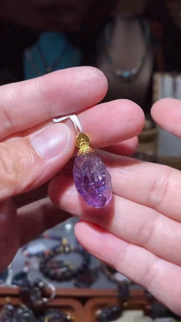 水晶珠宝半成品未镶嵌超七吊坠