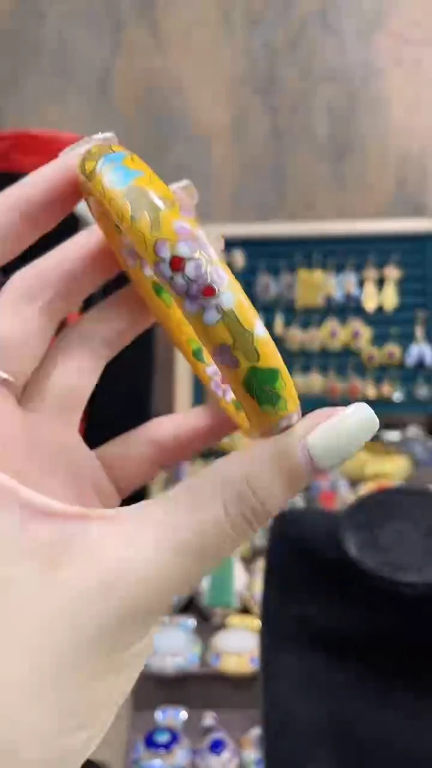非遗手工景泰蓝镯子黄色